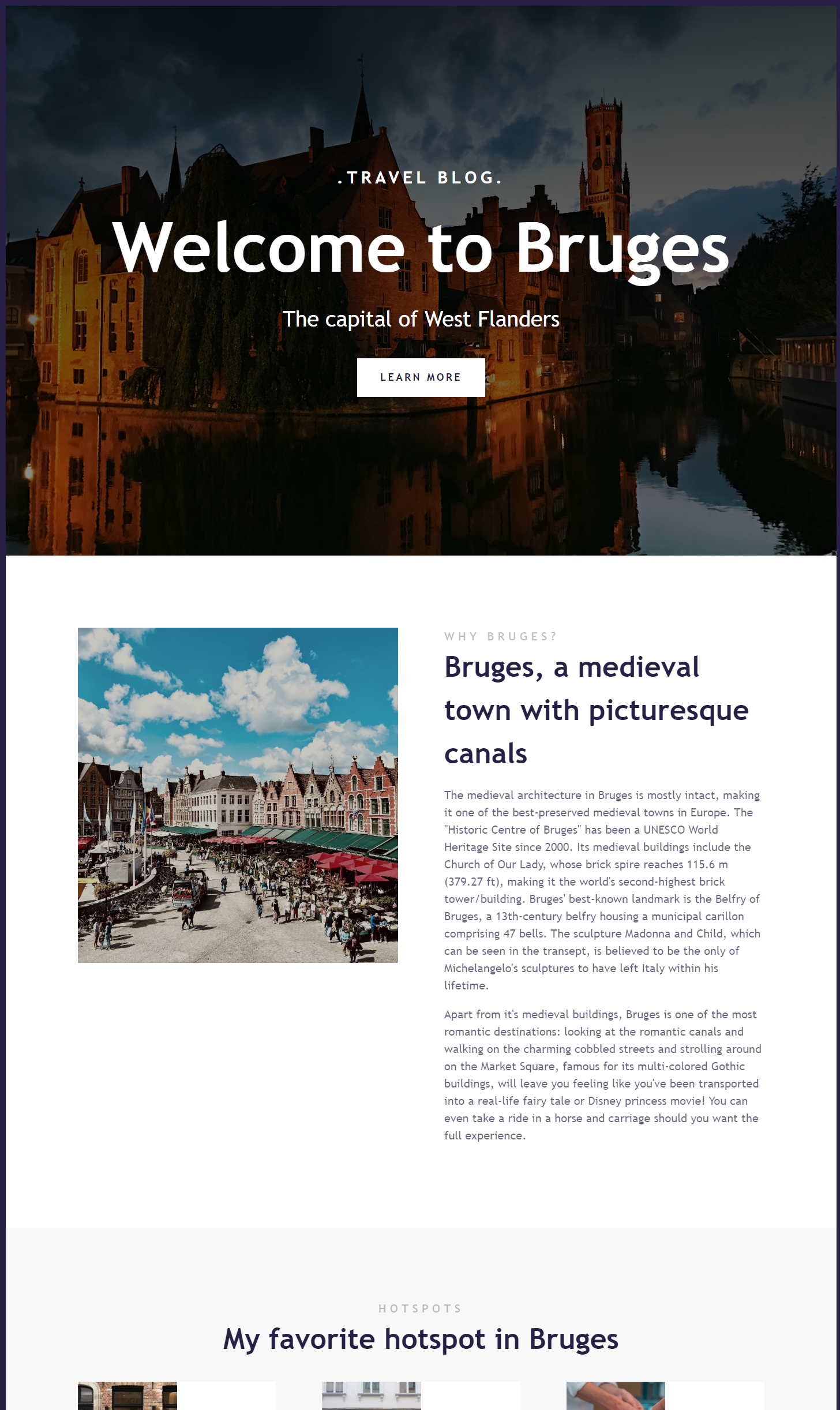 Travel project about Bruges